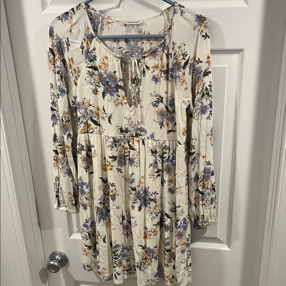 American Eagle Outfitters Long-Sleeve Tiered Babydoll Dress